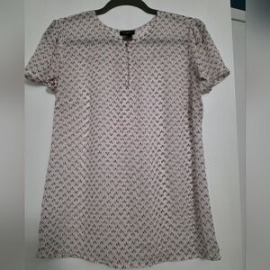 LOFT White Short-Sleeve Floral Print Blouse